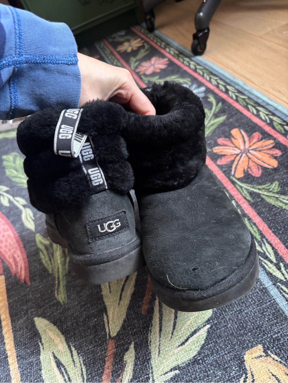 Mini Fluff Quilted Boots Black Womens US 6